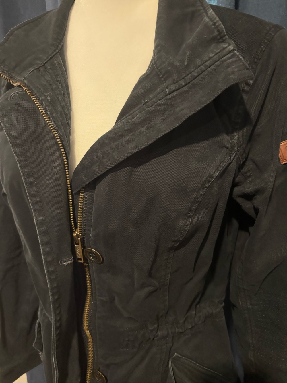 Hollister Black Utility Jacket with Brass Hardware